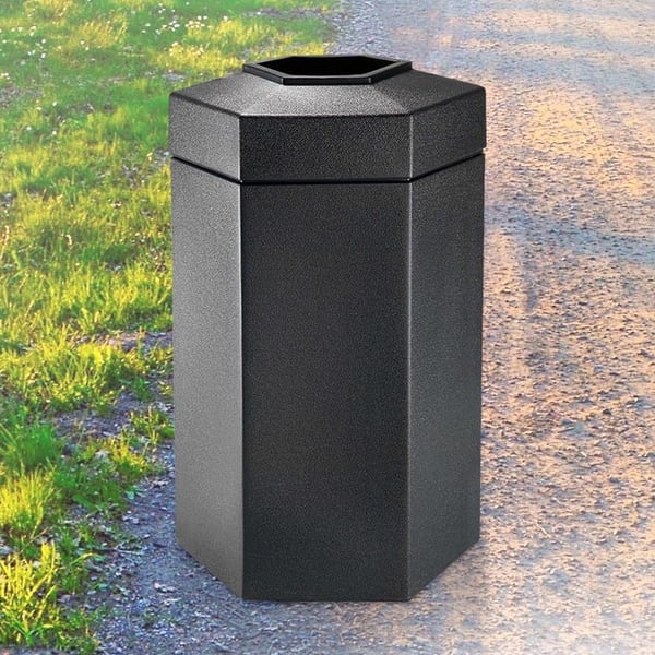 Hex 50 Gallon Trash Container in Black 