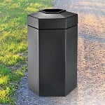 Hex 50 Gallon Trash Container in Black