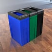 Evolve Full-Color Three-Stream Cube Slim Recycling Station (Blue, Green, Black) 