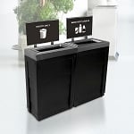 Evolve Two-Stream Cube Slim Recycling Station with Signframes in Black - Configurable