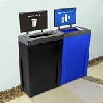 Evolve Two-Stream Duo-color Cube Slim Recycling Station with Signframes - Configurable