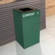 28 Gallon bin in green with square opening lid and compost decal 