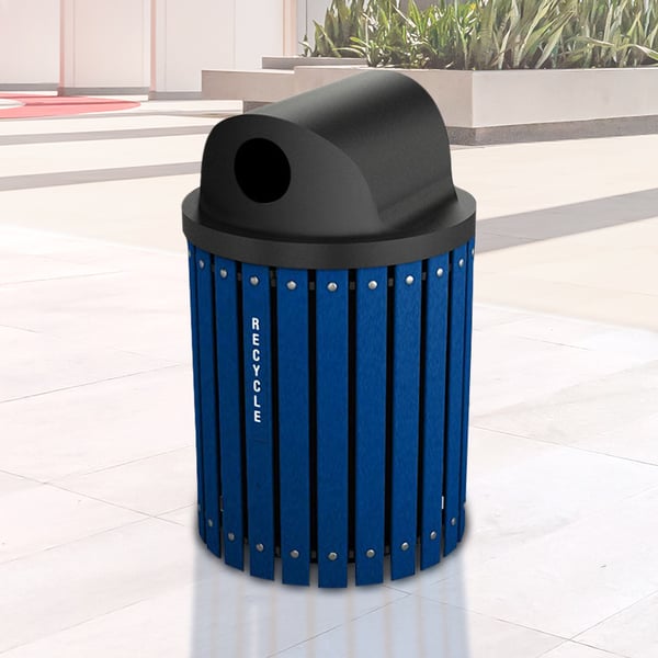 Canopy Lid Barrel in Black with Waste labels 