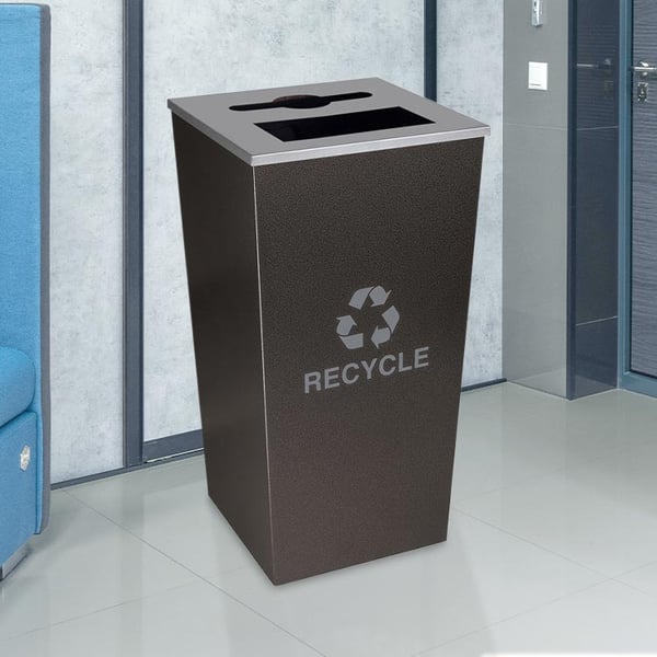 Single Metro Collection Recycling Receptacle in Hammered Charcoal 