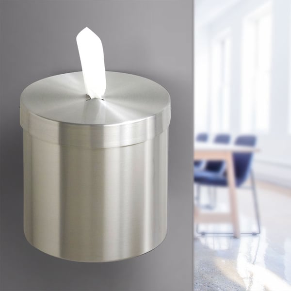 Wall Mounted Disinfecting Wipe Dispenser in Satin Aluminum 