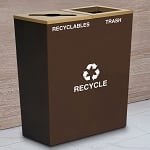 Metro Double-Stream Recycling Container in Hammered Copper