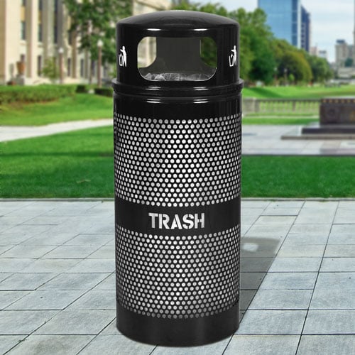 34 Gallon Perforated Trash Container with Dome Lid 