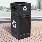 PolyTec 42 Gallon Square Recycling Container with Dome Lid - Mixed Opening - Configurable