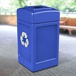 PolyTec 42 Gallon Square Recycling Container with Open Top - Mixed Opening - Configurable