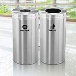 Glaro Premium 32-Gal Double Recycling & Waste Station - Satin Aluminum