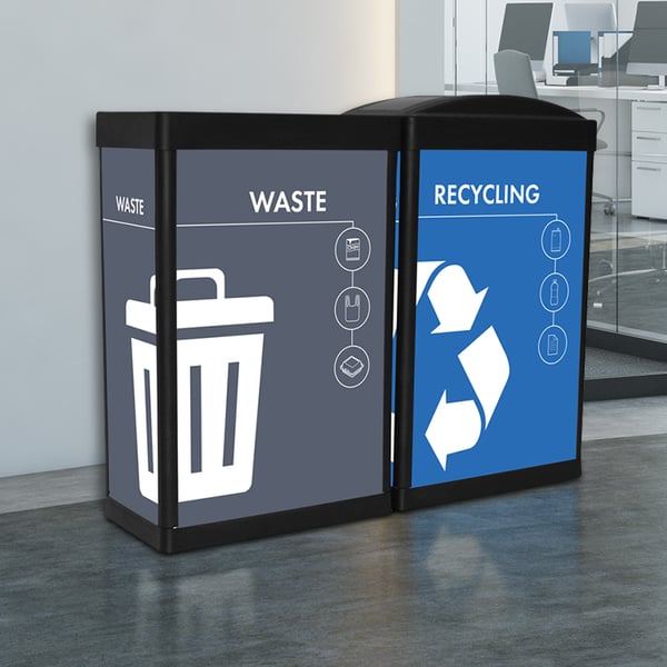 Waste panels with Funnel Lid and Recycling panels with Single Stream Lid 