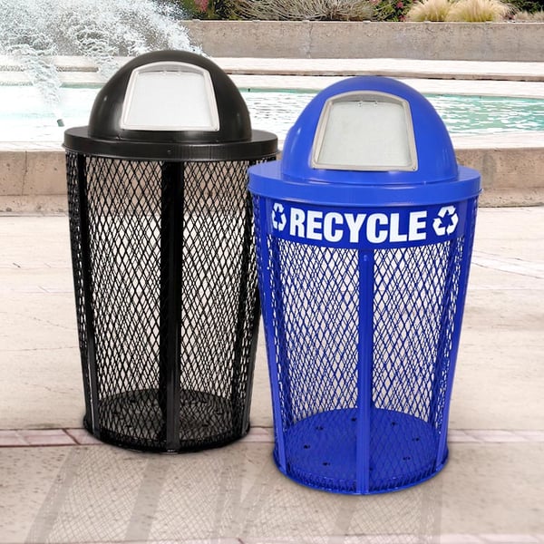 Expanded Metal Waste & Recycle Double Dome-Top Combo 