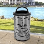 Arena 51 Series Perforated Outdoor Trash Receptacle in Stainless Steel - Configurable