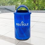 Arena 51 Series Perforated Outdoor Recycling Receptacle in Blue - Configurable