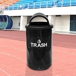 Arena 51 Series Perforated Outdoor Trash Receptacle in Black - Configurable