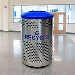 Arena 51 Series Perforated Indoor Recycling Receptacle in Stainless Steel - Configurable