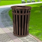 Oakley 36-Gallon Slatted Waste Receptacle in Brown