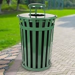 Oakley 36-Gallon Slatted Waste Receptacle with Rain Hood in Green