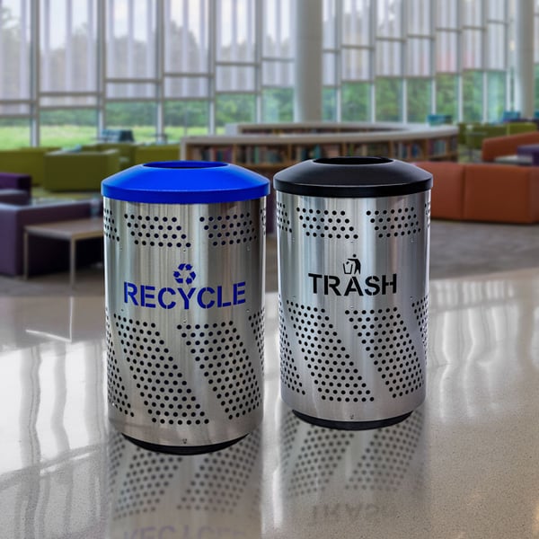 Arena 51 Series Perforated Indoor Recycling & Trash Combo 