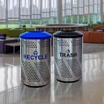 Arena 51 Series Perforated Indoor Recycling & Trash Combo in Stainless Steel - Configurable