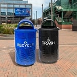 Arena 51 Perforated Outdoor Recycling & Trash Combo in Blue & Black - Configurable