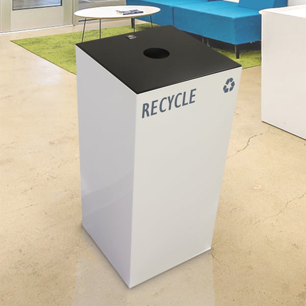 32-Gallon GeoCube Recycling Container - White 