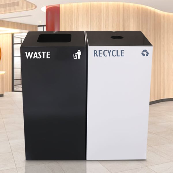 GeoCube Two-Stream Recycling Station in White & Charcoal 