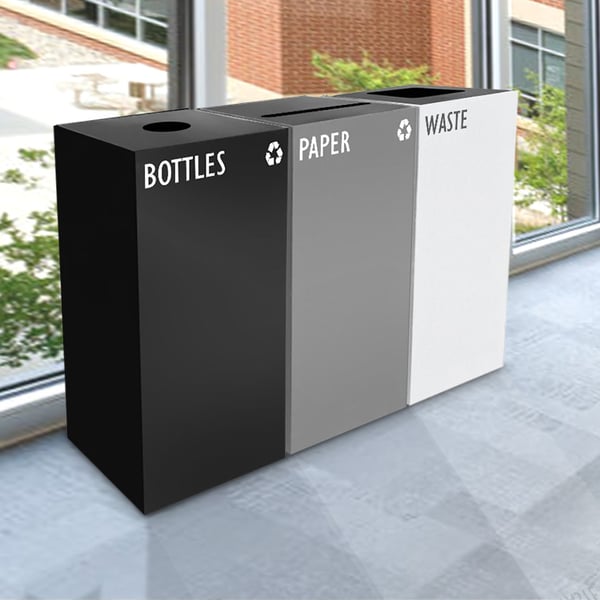 GeoCube Two-Stream Recycling Station in White & Charcoal 