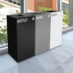 GeoCube Three-Stream Recycling Station | Charcoal - Slate - White