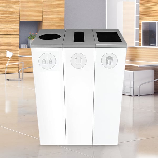 Spectrum Three-Stream Triple Slim Cube Recycling Station | White-White-White 