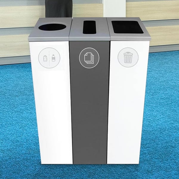 Spectrum Three-Stream Triple Slim Cube Recycling Station | White-Gray-White 