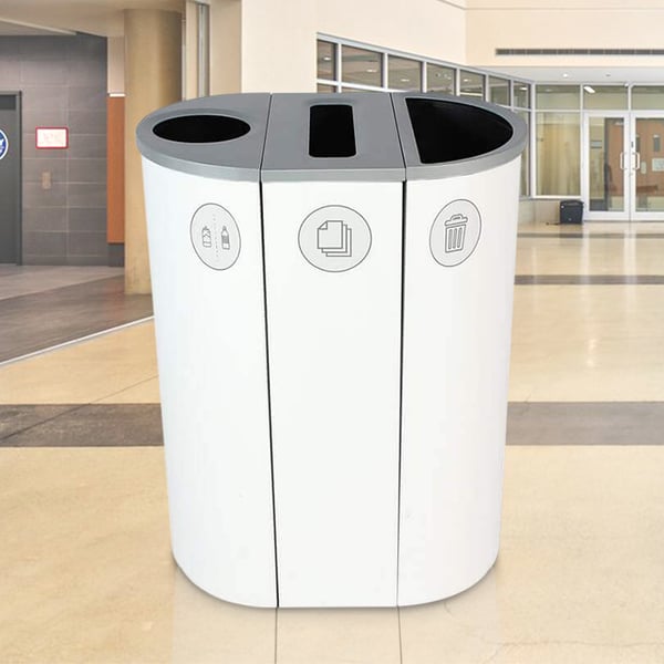 Spectrum Three-Stream Slim Recycling Station | White-White-White 