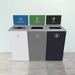 Spectrum with Signs 3-Stream Cube Compost Station | White-Gray-Black