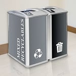 Mosaic 64 Gallon Double Tuxedo Recycling Station - Configurable