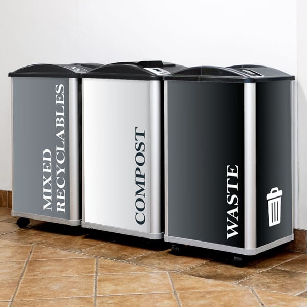 Mosaic 96 Gallon Triple Tuxedo Recycling Station 