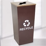 Metro Single Stream Recycling Receptacle in Hammered Copper