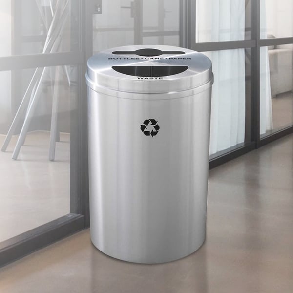 Glaro dual purpose recycling container in satin aluminum 