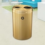 Glaro Dual Purpose Recycling Container - Satin Brass 33 Gallon - Configurable