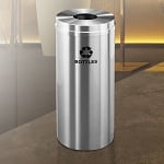 Glaro 12 Gallon Single Purpose Recycling Container in Satin Aluminum - Configurable