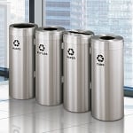 15-Gallon Glaro VALUE SERIES Four-Stream Recycling Station in Satin Aluminum - Configurable