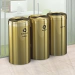 15-Gallon Glaro VALUE SERIES Three-Stream Recycling Station in Satin Brass - Configurable