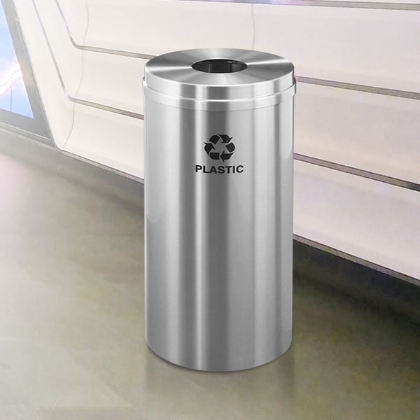 Glaro 16 Gallon Single Purpose Recycling Container in Satin Aluminum 