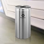 Glaro 16 Gallon Single Purpose Recycling Container in Satin Aluminum - Configurable