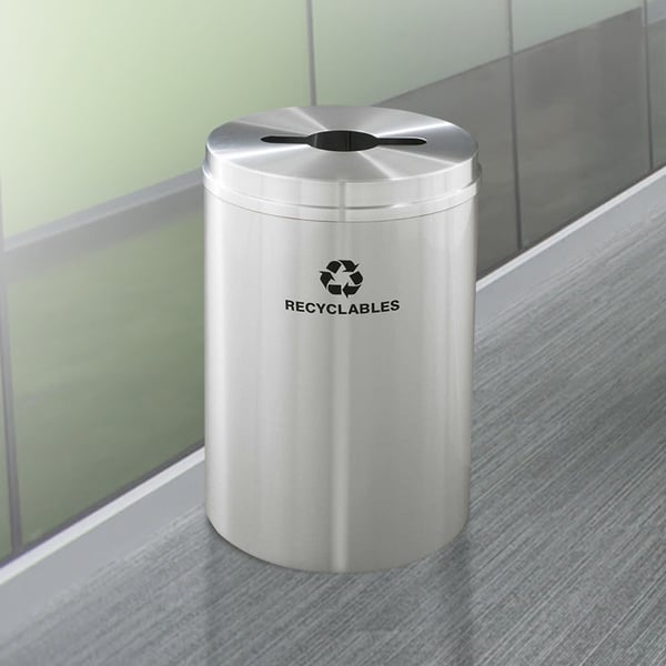 Glaro 33 Gallon Single Purpose Recycling Container in Satin Aluminum 