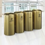 15-Gallon Glaro VALUE SERIES Four-Stream Recycling Station in Satin Brass - Configurable