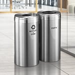 15-Gallon Glaro VALUE SERIES Two-Stream Recycling Station in Satin Aluminum - Configurable