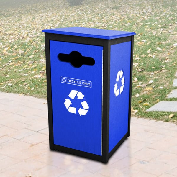 <center><font color="#669933"><b>Optional hinged flap-doors available. </b></font>Please contact us for more info.<br>Pictured: Kenne Sideload Single Recycling Container 