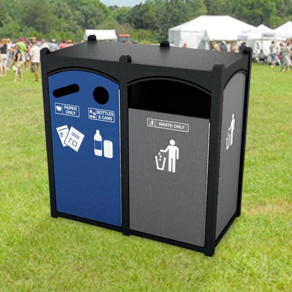 <center><font color="#669933"><b>Optional hinged flap-doors available. </b></font>Please contact us for more info.<br>Pictured: Dorset Sideload Slim Triple Recycling Station 