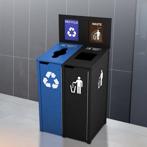 Product will come as shown: blue with 'Recycle Only' and black with 'Waste' 