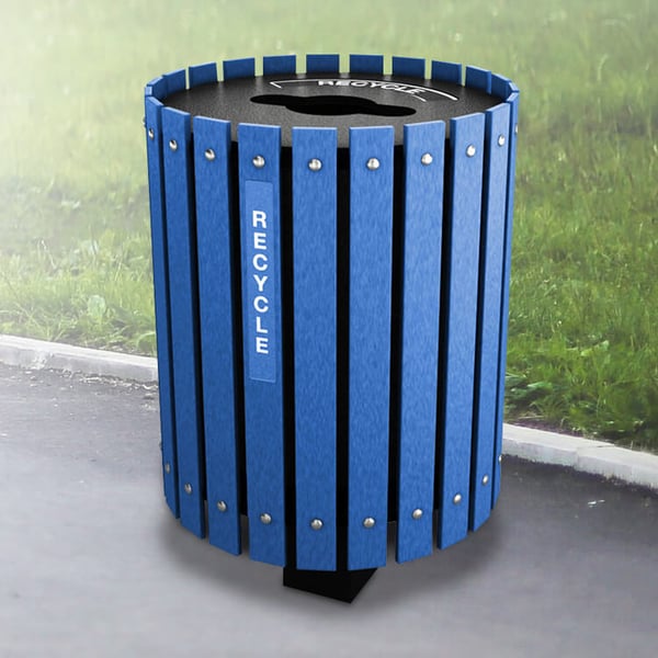 Posted Recycling and Waste Barrel with Lift Off Lid 